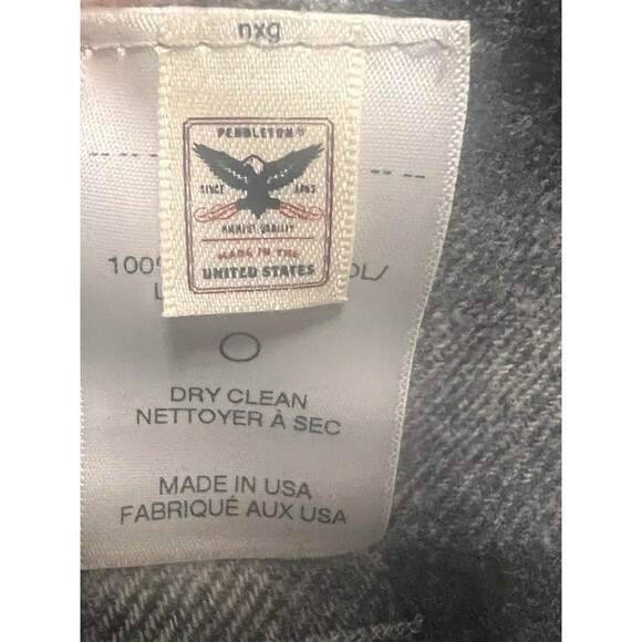 Pendleton Vintage Black Gray Plaid Men’s Scarf 100% Wool Made In USA Fringe - Picture 4 of 6